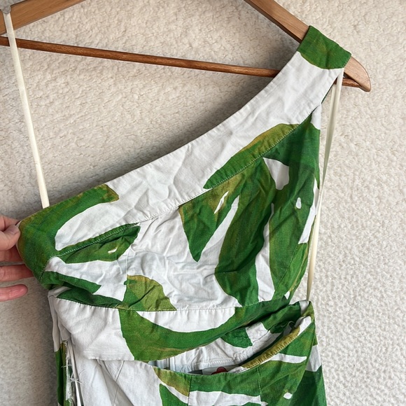 Farm Rio White Monstera One Shoulder Jumpsuit Womens Medium - Picture 4 of 12